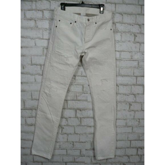 Fabric Brand & Co White Selvedge Slim Fit Distressed Jeans FB02 DUFF 30 X 34 NEW - Picture 3 of 11